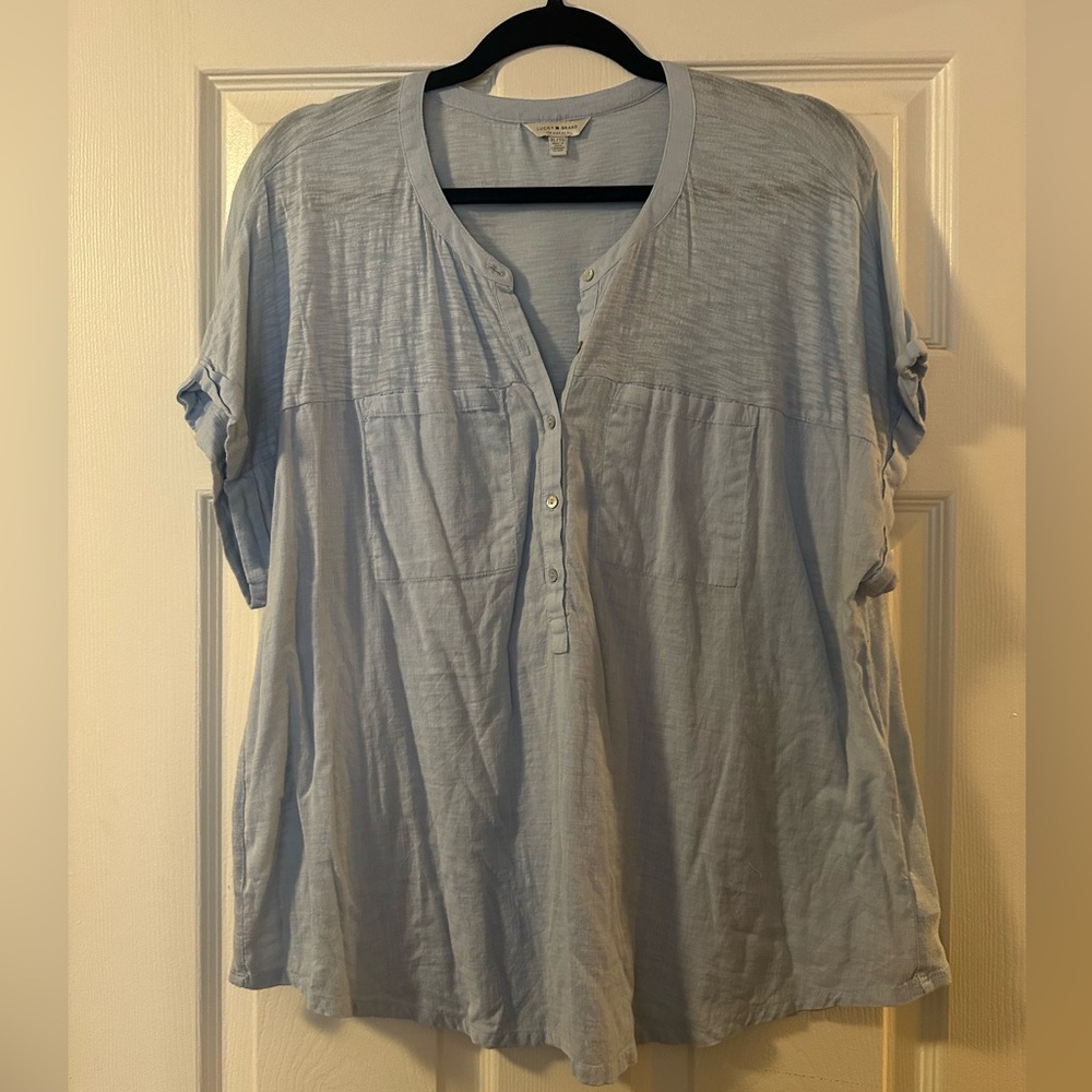 LUCKY BRAND LIGHT BLUE WOMENS BLOUSE